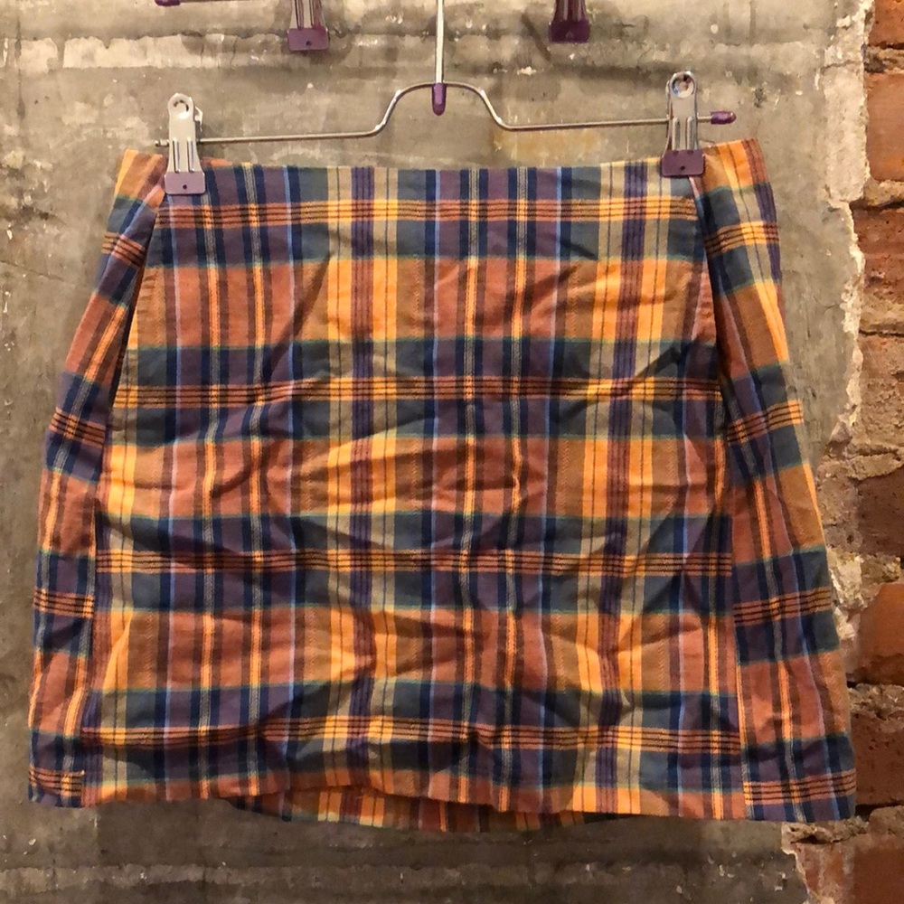 Urban Outfitters Blue & Orange Plaid Skirt